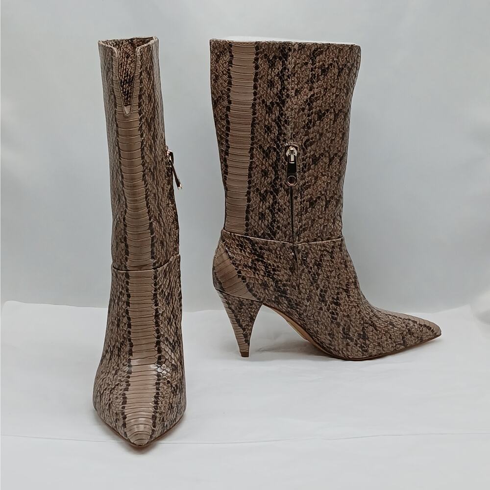 Louise et Cie Winslow Mid Calf Boots Women 6M Tan Brown Leather Pointed Toe Shoe - Picture 2 of 14
